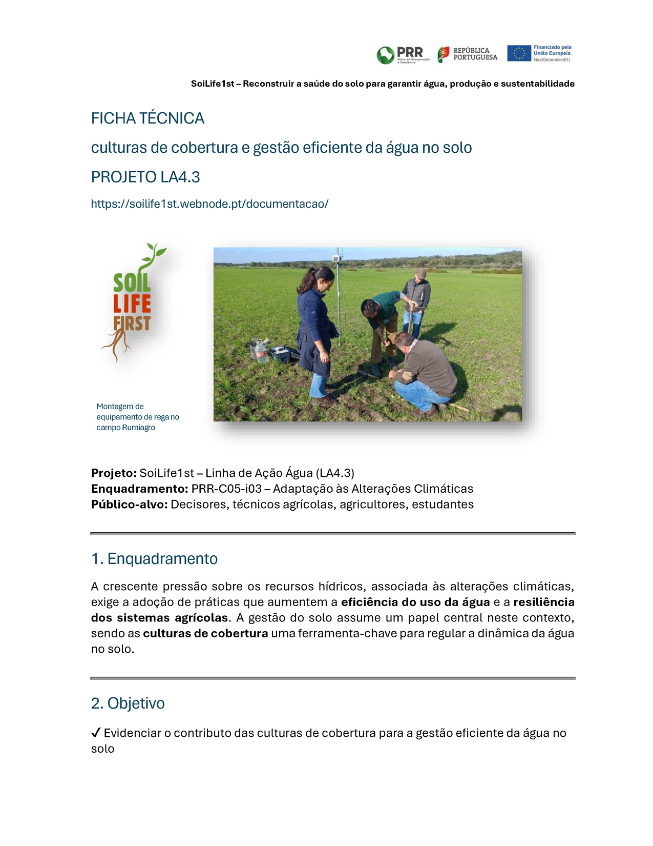 Culturas de cobertura e gestão eficiente da água do solo